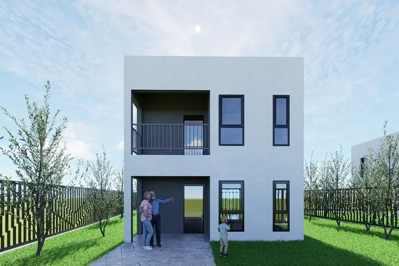 Render ulaza u kuću Montenov s balkonom na katu
